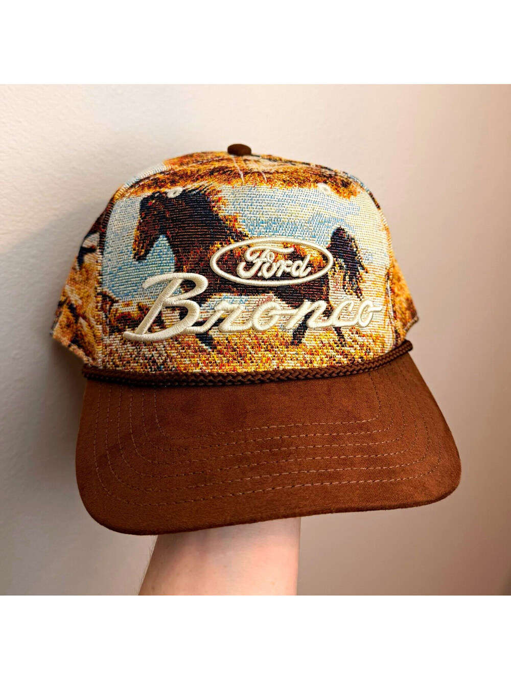 Vintage retro Ford Bronco Rope snapback trucker hat. New with tags!
